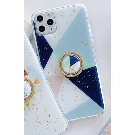Iphone11 Skal Geometriska Former Mönster Guldflingor Ring Blå One Size