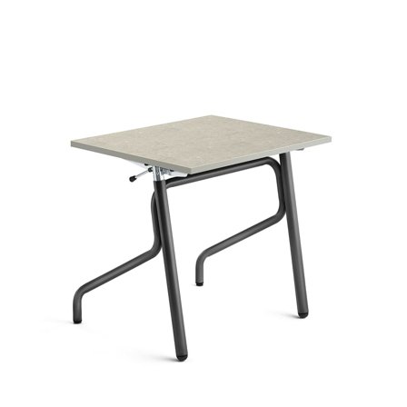 Sit-stand student desk ADJUST, 700x600 mm, linoleum, grey, anthracite