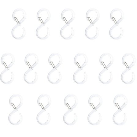 16 stk Badeforhængskroge Ringe Plast bruseforhængskroge