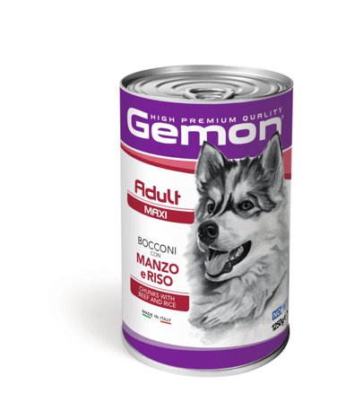 Gemon Bocconi Manzo E Riso Cibo Umido Cani Adulti Taglia Grande