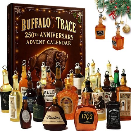 Whisky Adventskalender 2025, 24 unika designer, whiskyhänge i akryl, juldekoration, nedräkningskalender blind box.