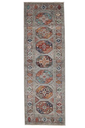 Hand Knotted Shabargan Rug 83X263 Brown/Dark Grey