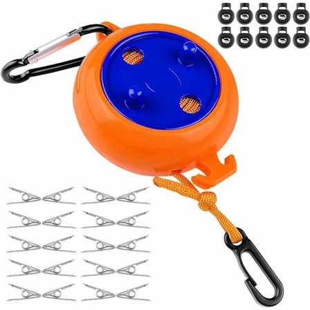 10M Retractable Tørresnor med 10 faste løkker og 20 vindsikre klemmer, bærbar udendørs tørresnor til sengelinned, vasketøjssnor til have, autocamper