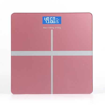Digital våg, hög mätnoggrannhet upp till 50 g, kaloricentrum, pulsmätning, stor LCD-skärm (batteri Cross Rose Gold)