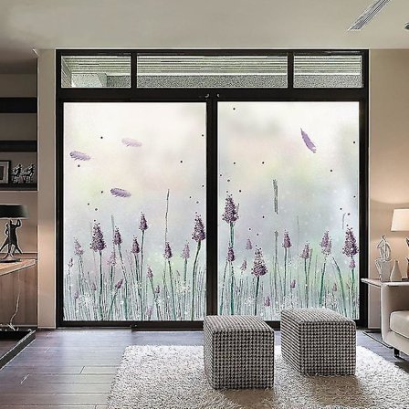 Statisk klistrende glassklistremerke i lavendelfarge, tilpasset størrelse, dekorativt vinyl for hjemmet, personvernbeskyttelse, vanntett, frostet, 