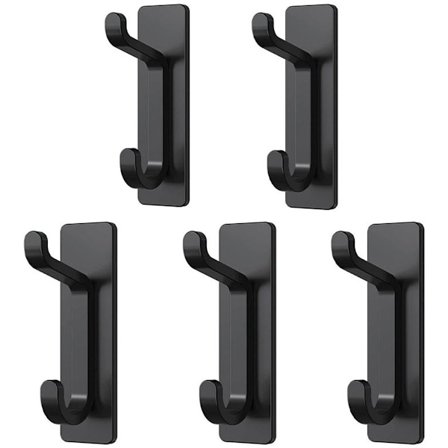 Väggmonterade Krok för Jackor och Handdukar, 6 kg Självhäftande Dörrhängare, Svart, 5-Pack