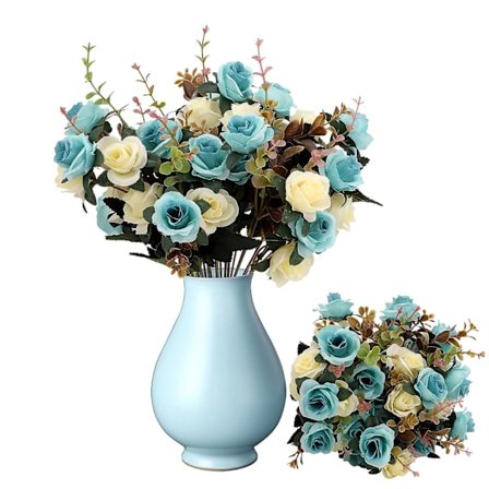 3 Buketter Konstgjorda Blommor Rosor Konstgjorda Blommor Utomhus UV-Resistenta Växter Faux Plastgrönska Buskar Inomhus Utomhus Hängande Kruka För 