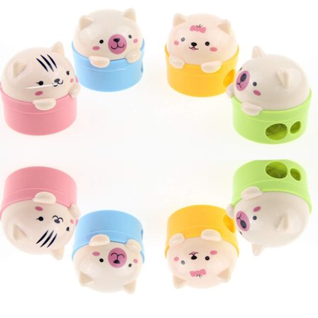 8 kpl Söpöjä Karhu Kynänteroittimia, Manuaaliset 2-Reikäiset Teroittimet Värillisille & Tavallisille Kynille, Hauskoja Kädessä Pidettäviä Teroittimia 