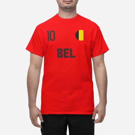 Belgiens landsholds-t-shirt i rød med BEL & 10 fodbold euro24 L
