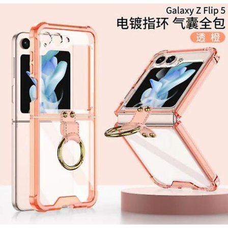 Klart smalt tunt stötsäkert case till Samsung Galaxy Z Flip 5 med ringhållare