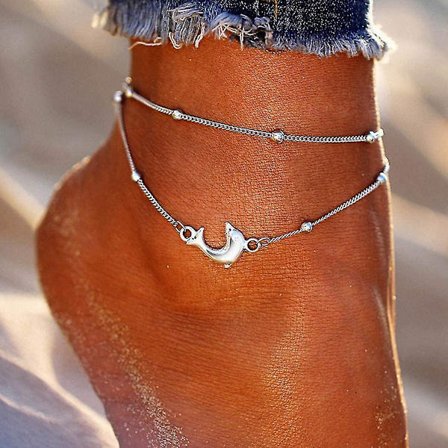 Boho Strand Delfin Ankelkæde Sølv Lagdelte Ankelkæder Perlebesat Ankelarmbånd Dyre Fod Smykker Kæde Til Kvinder Og Piger - -