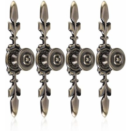 4 stk skuffhåndtak i vintage stil sinklegering møbeltrekk knottskuff skap garderobe med skruer hjemmedekorasjon (grønn bronse) KLB