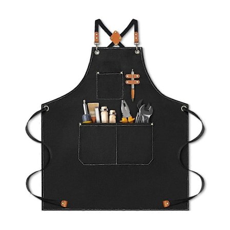 Kokkeforklæde til mænd, kraftigt bomuldslærredsforklæde med justerbare stropper og lommer Bl