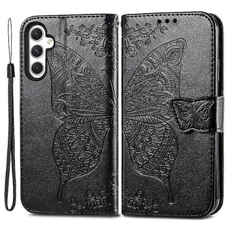 För Samsung Galaxy A55 5G Mobiltelefonfodral Fjäril Tryckt Läderfodral