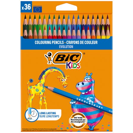 BIC Crayons de couleur Kids Evolution (+5 ans) Lot de 36
