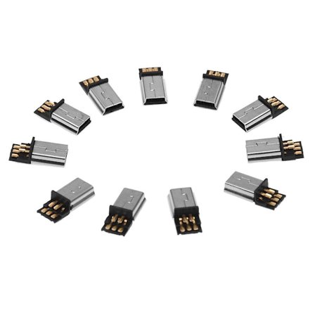 10 stk Mini USB 5-polet Han-stik DIY-stikforbindelse Sølvfarvet Mørkegrå