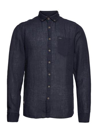 Linen L/S Shirt Paita Rento Casual Sininen Lindbergh