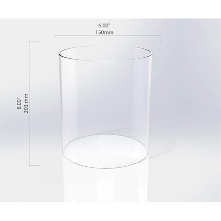 Stor Glasslykt for Orkanlys, Åpen i Begge Ender, 15 cm Bred x 20 cm Høy Klar