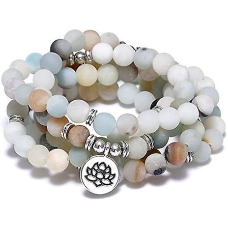 8mm Naturlig Sodalit Sten Healing Ädelsten 108 Mala Pärlor Wrap Armband Halsband För Yoga Charm Armband Smycken För Kvinnor Män