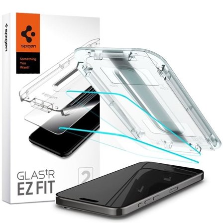 Spigen Glas.tR EZ Fit herdet glass for iPhone 15 Pro Max - 2 stk.