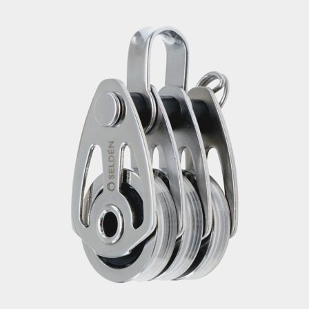 Bozzello triplo con grillo Seldén BBB 25, fisso, a cuscinetti, adatto per cime Ø1 - 5 mm