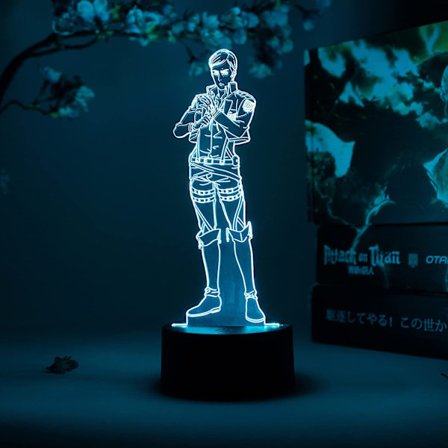 Erwin Smith Otaku-lamppu – Hyökkäys Titaneja vastaan – Anime-lampun hahmo yövalo, 16 väriä RGB LED – Kaukosäädin, 3D Anime-huoneen sisustuslahja