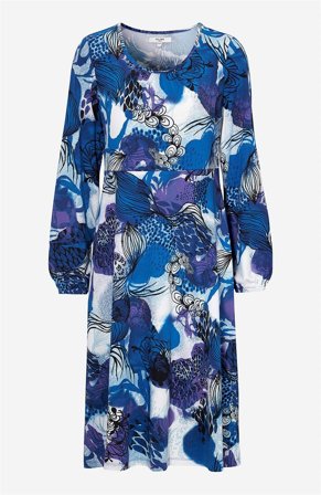 Cellbes of Sweden - Mönstrad jerseyklänning - blå / mönstrad - för damer - 34/36