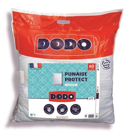 DODO medium kudde 60x60 cm - Anti-bugg, anti-kvalsterskydd - 550 gr - Vit - Made in France