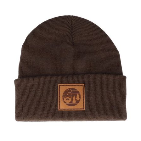 Bearded Man - Brun cuff Beanie - Sunset Logo Patch Chocolate Brown Beanie @ Hatstore