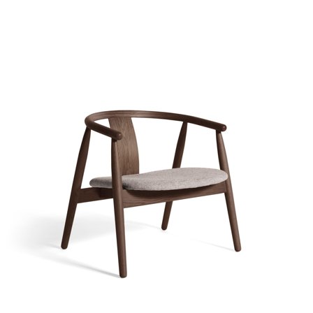 Relate Loungesessel, geräuchertes Eichenholz | Stoff, Moderner Skandinavischer Stil, Bequemer Polstersessel in Grau und Dunkelbraun, 70,3cm