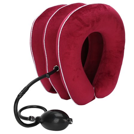 Luft Oppustelig Cervikal Krave Nakke Trækkraft Støtte Smertelindring Massage Nakkestrækker Rose Rød