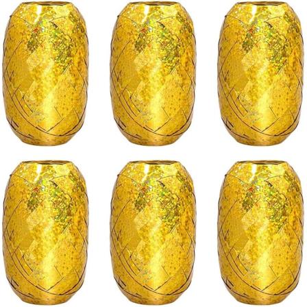 6 rullar guldkrulband, 60 m ballongglitterband jul r