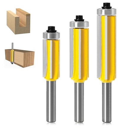 (3 Delar) 8mm Skaft Träfräs med 4 Skär, Fräsmallar Kit
