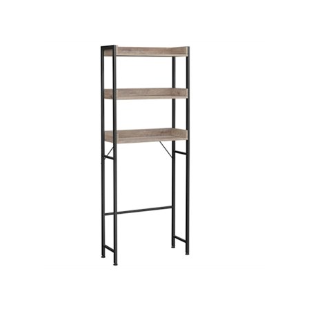 Rootz toaletthylla - Förvaringsställ för badrum - Spånskiva stål - Greige svart - 63 cm x 25 cm x 165 cm - Lätt hållbar design - Enkel montering - Tip