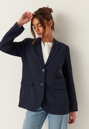 Bubbleroom - Oversized L/S blazer - Navy - Kläder