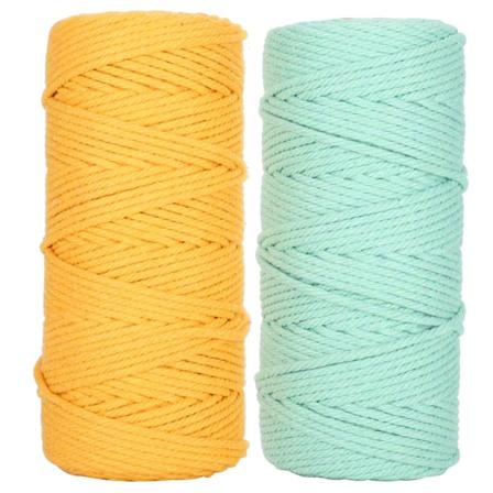2st 100 metriä puuvillaa neuletta köysi punonta Macrame Käsin DIY käsityö Vihreä Keltainen