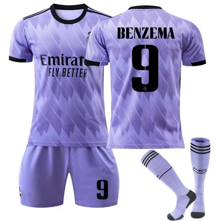 Ny sæson 2022-2023 Real Madrid fodboldtrøje fodbolduniformer BENZEMA 9 BENZEMA 9 Kids 20(110-120CM)