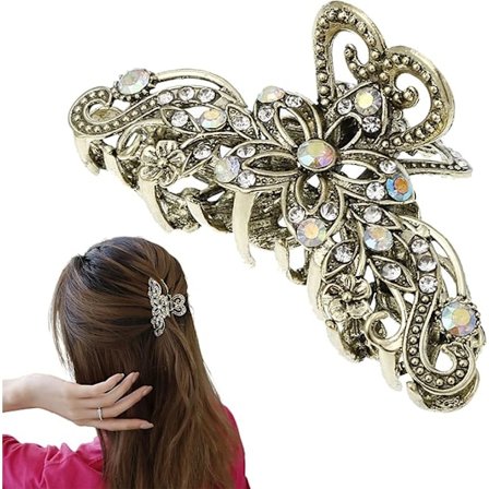 Vintage Hårklämma (Vintage Guld), en strasslegeringsklämma [GKS]