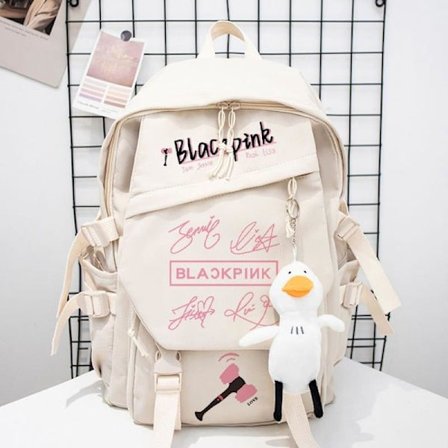 Blackpink Reppu Kannettavan Tietokoneen Laukku Koululaukku Kirjalaukku (Satunnaiset Koristeet)