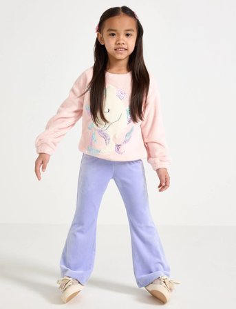 Lindex Leggings Flare Velour Solid - Purple - 98