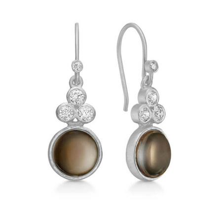 Frk. Lisberg, Clara earrings smoke quartz silver Grijs, Dames, Maat:ONE Size