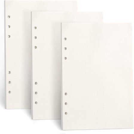 A5-påfyllningspapper, 3 förpackningar 100GSM tjockt påfyllningsbart papper 6 håls fyllmedel insatser lösblad papper 135 ark (270 sidor) för pärm 