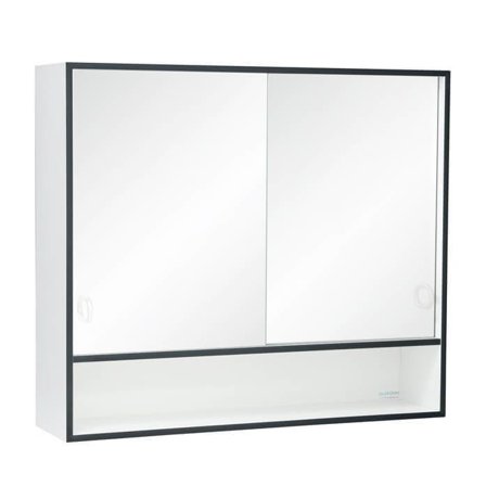 Skånebeslag Skåform 10 Basic Peilikaappi 600 x 525 x 147 mm, musta etureunus, Kylpyhuone