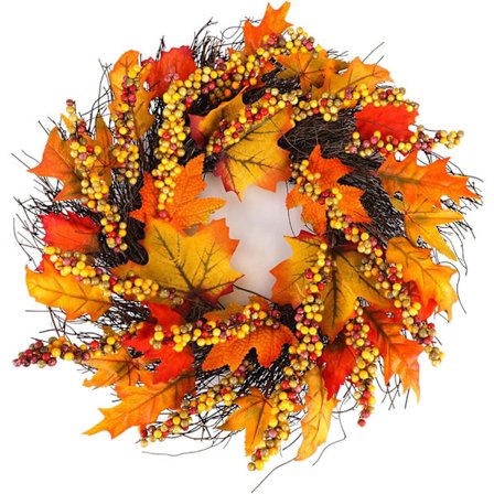 Syksyn kranssi etuovelle, syyskranssi vaahteranlehdellä ja ole