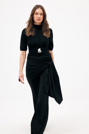 NA-KD - Bukse med knyting i livet - Slengbukser - Svart - L