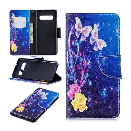 Samsung Galaxy S10 kuosillinen nahkainen flip Suojakotelo - Elegantit Perhoset