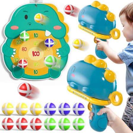 Dinosaurusskydningslegetøj, 1 Dinosaurusskydningslegetøjspistol med 12 Klæbrige Bolde