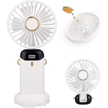 Mini Vifte, Håndvifte Liten Vifte 5000mAh USB Vifte, Bærbar Vifte, Hvit