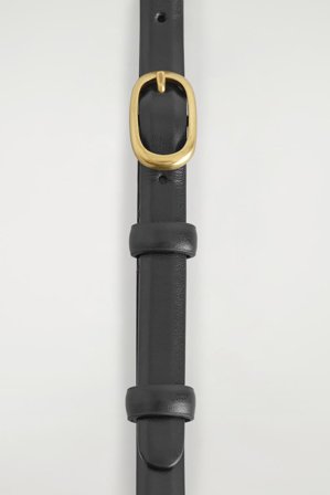 COS Women's Cinturón Fino De Piel Con Hebilla Ovalada in Negro