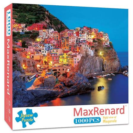 Maxrenard Puslespill 1000 Brikker For Voksne Cinque Terra Nattutsikt Av Manarola Leke Hjemmeveggdekorasjon Familiespill Gave